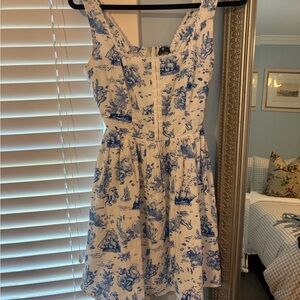7 For All Mankind White Sundress with Blue Toile Print